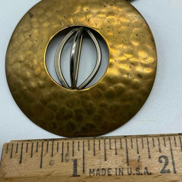 Baer SF Vintage Marjorie Baer Of San Francisco‎ Mixed Metal Hammered Pendant VTG - Picture 4 of 6